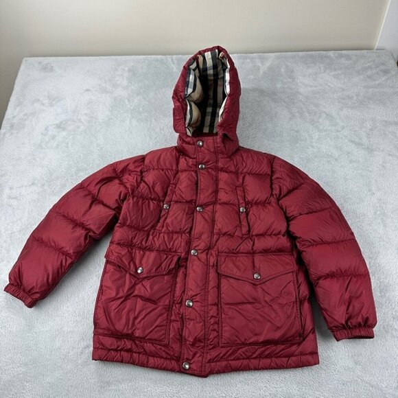 Burberry Red Down Puffer Jacket Boys Size 10 - Picture 1 of 16